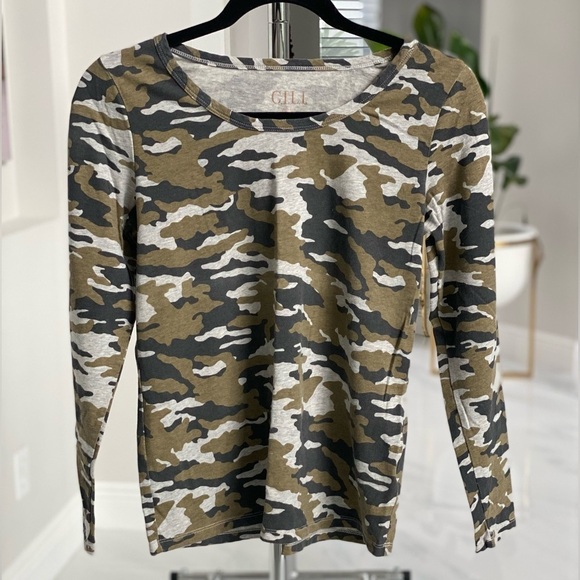 Camo long sleeve t-shirt cotton blend small NWOT G.I.L.I - Picture 2 of 10